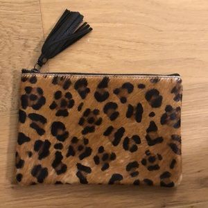 Leopard calf hair pouch